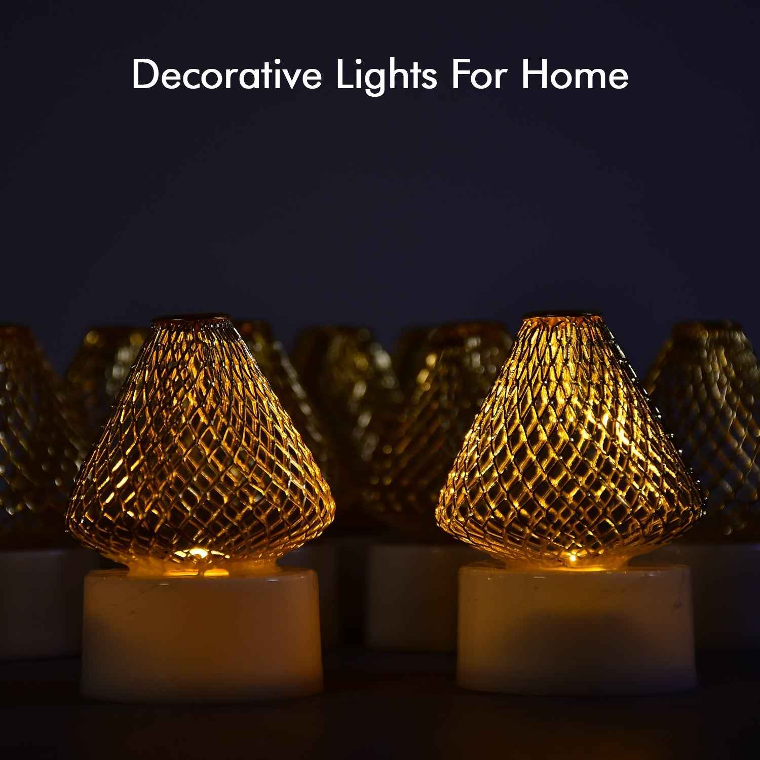 Elegant arrangement of safe decorative LED tea light candles for home event lighting.