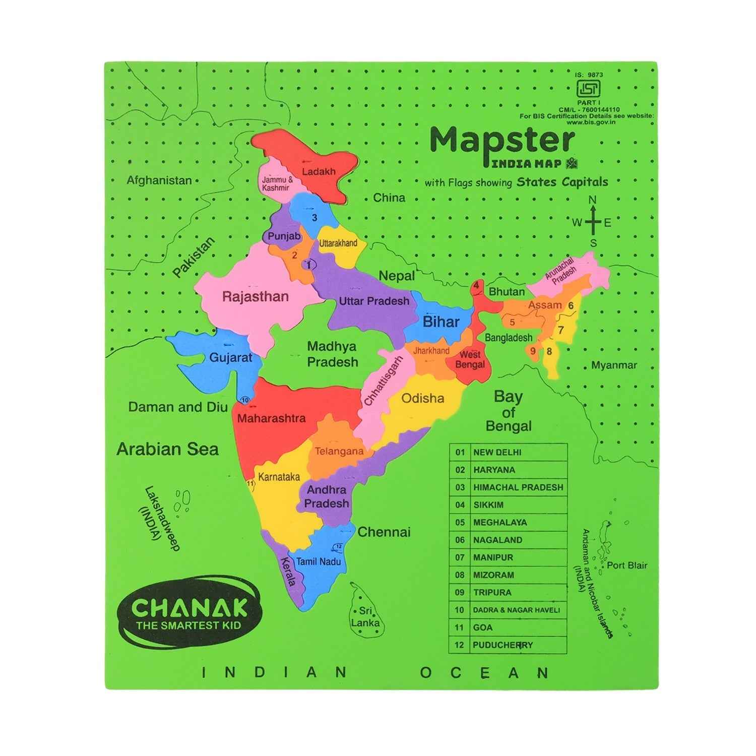 India Map Puzzle – Educational EVA Foam Game for Kids