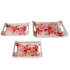Plastic Serving Tray Set – 3 Pc Rectangular Printed | Styleva