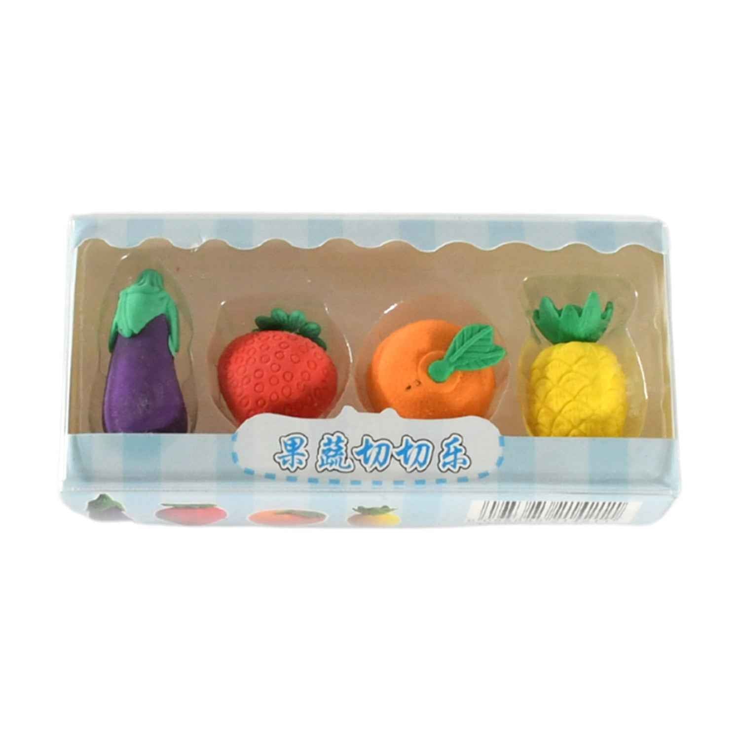 Fruit & Vegetable Erasers – Cute 3D Set for Kids | Writezo