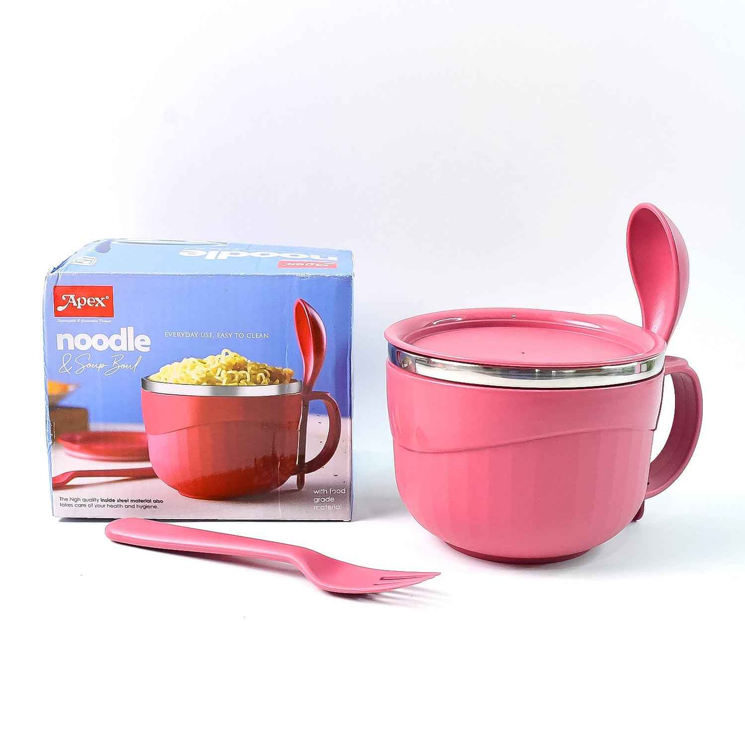 700 ML Multipurpose Noodle Bowl – Leak-Proof with Handle & Fork