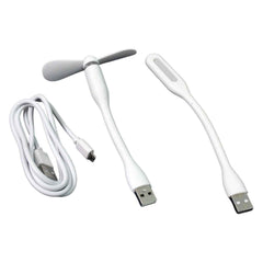 Portable USB Fan Set – Mini Fan, LED Light & Cable | Indo Glow