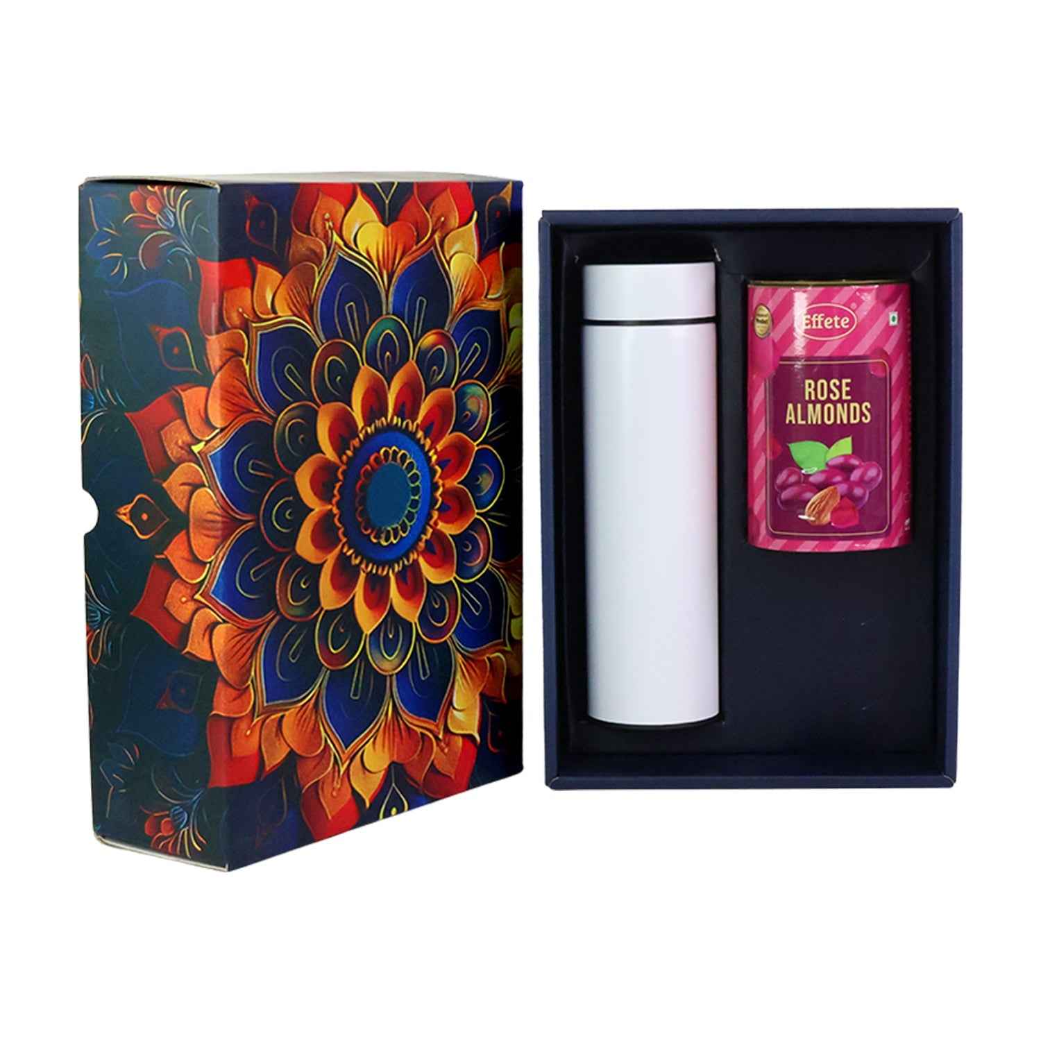 Rose Almonds Gift Hamper – Premium 2 Pc Set with Stainless Steel Bottle