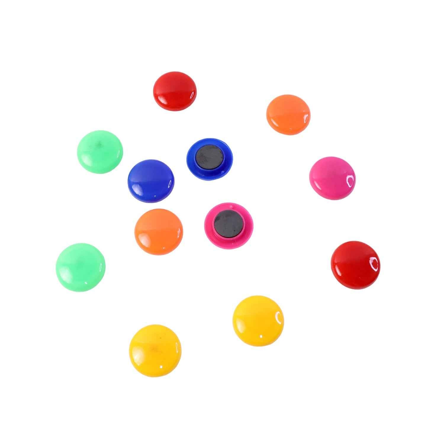 Round Refrigerator Magnets – Strong Colorful 12 Pc Set