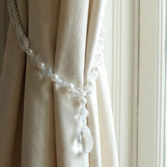 Crystal Pearl Beaded Curtain Tieback – Elegant Twisted Rope Design