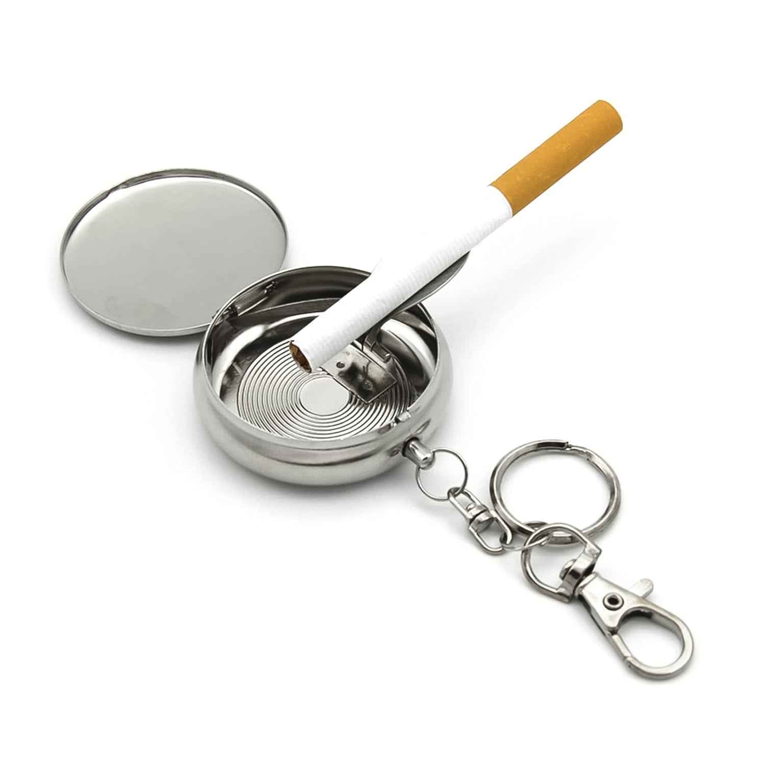 Mini Stainless Steel Ashtray Ð Portable with Secure Lid for Travel
