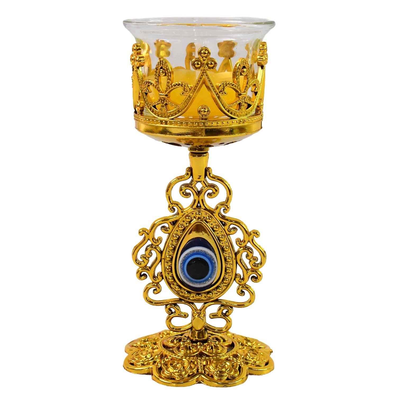 Diwali Candle Holder – Smokeless Glass Tea Light with Plastic Stand