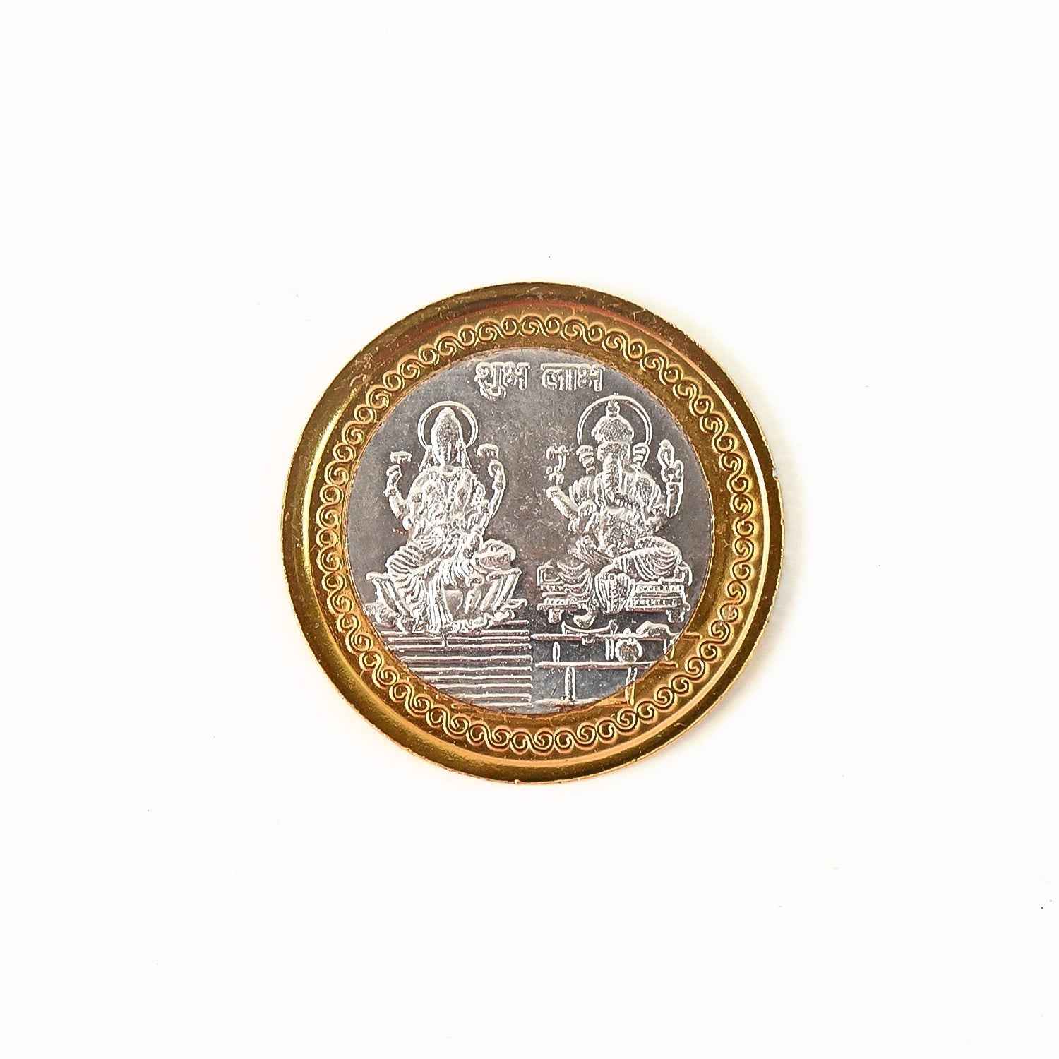 Lakshmi Ganesh Dual-Tone Religious Coin – Auspicious Symbol of Prosperity