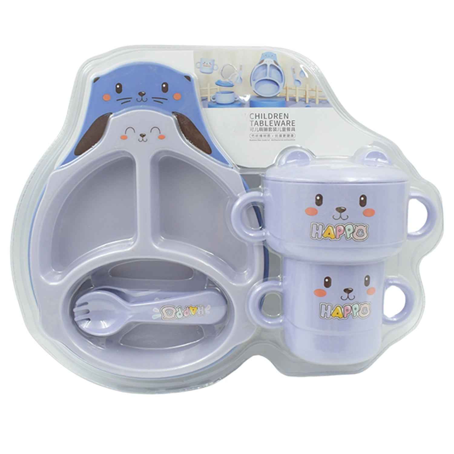 Bamboo Fibre Baby Feeding Set – 7 Pcs Dinnerware | Baby Ladle
