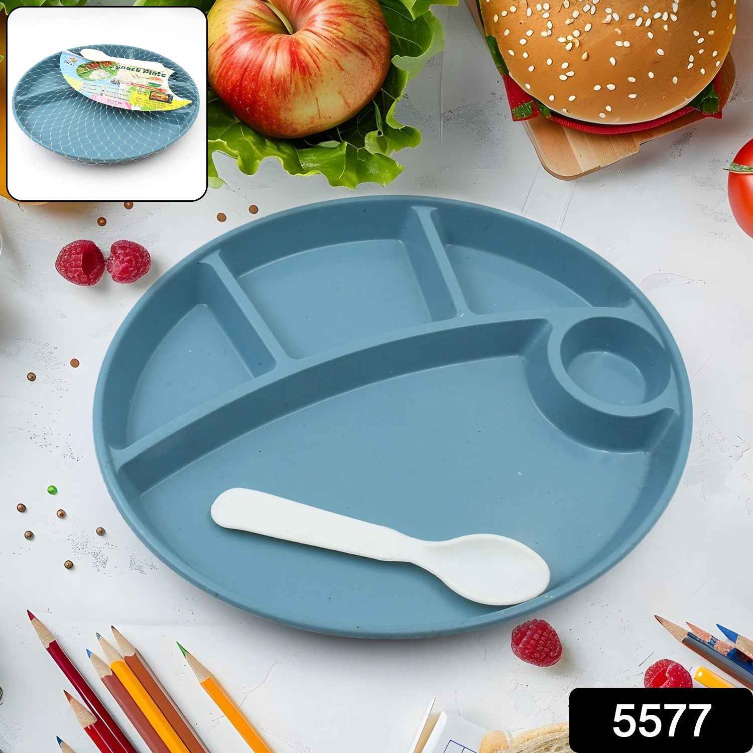 Biodegradable Kids Plate – 5-Compartment, BPA-Free | Jiaqi