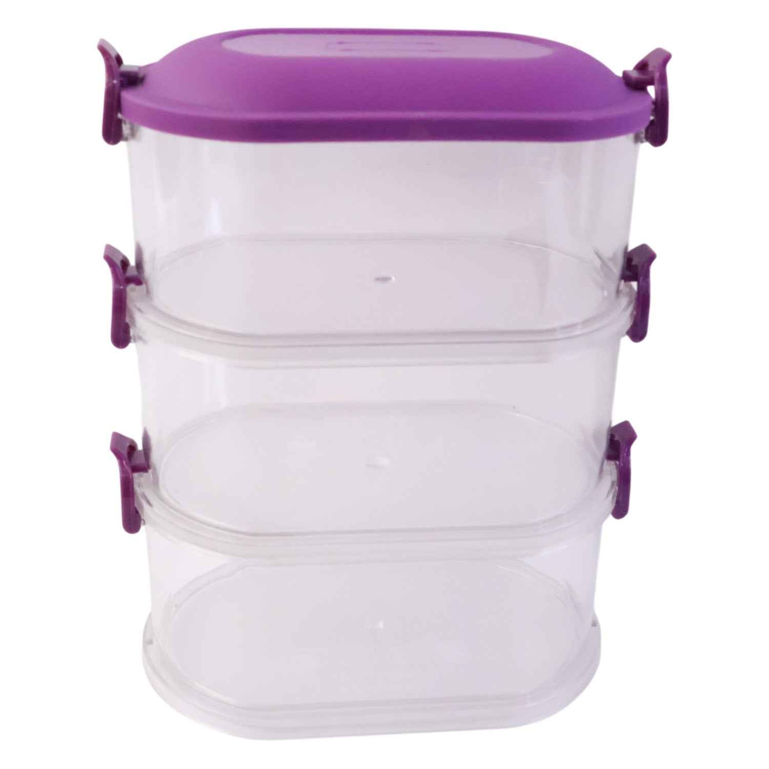Airtight 3-Layer Stackable Food Storage Containers – Freshness & Space Saving