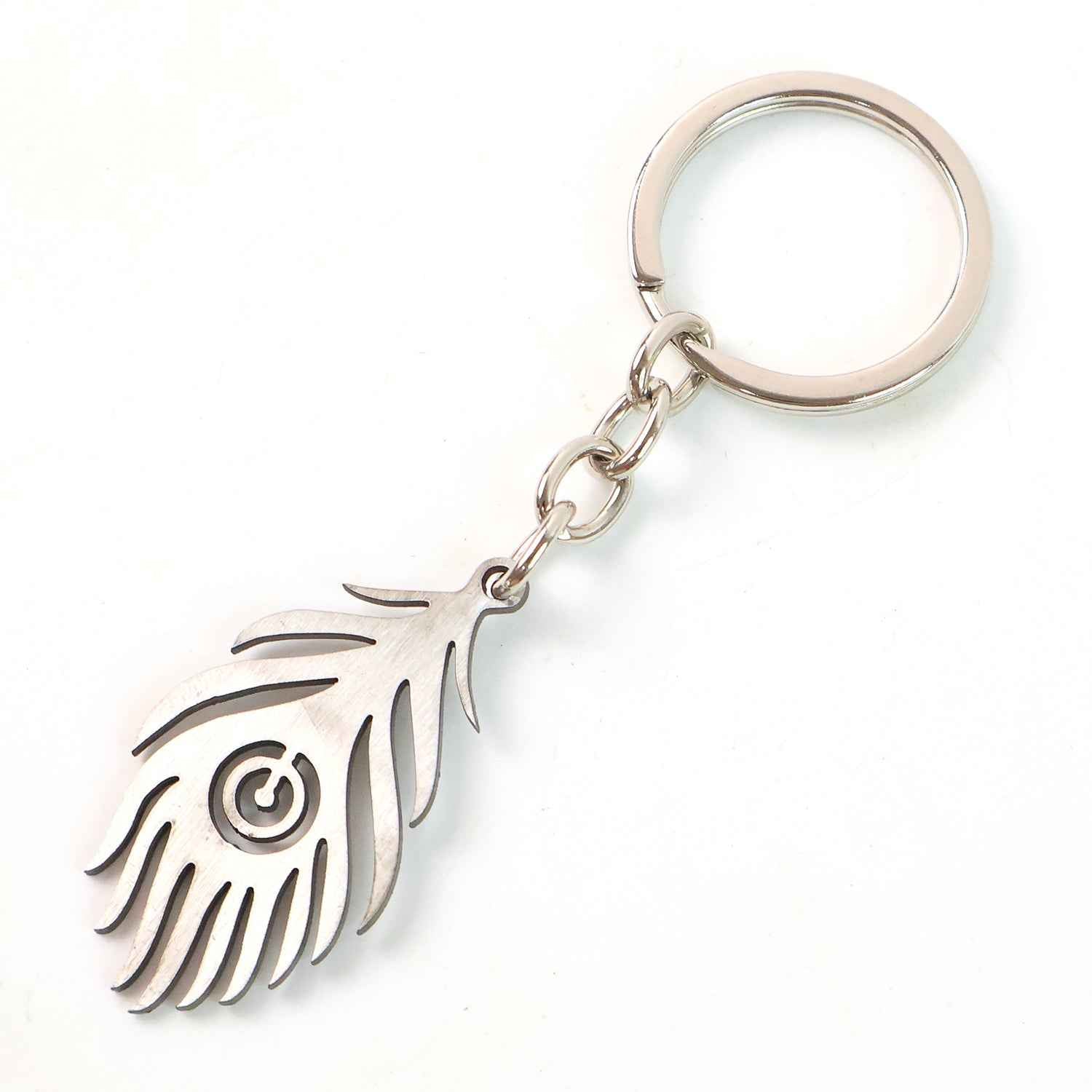Peacock Feather Keychain – Durable Stainless Steel Design
