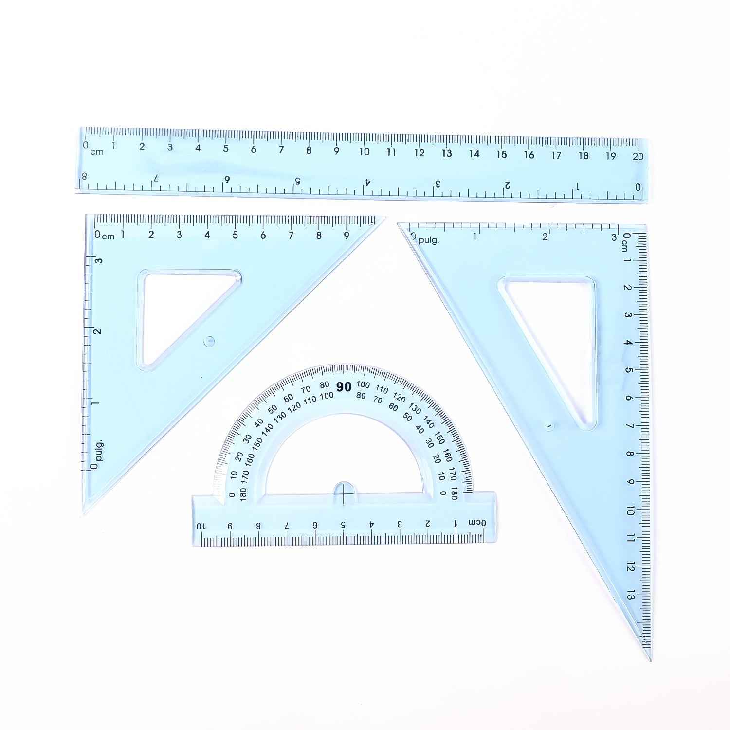 Transparent Geometry Set – Durable 4-Piece Instrument Kit