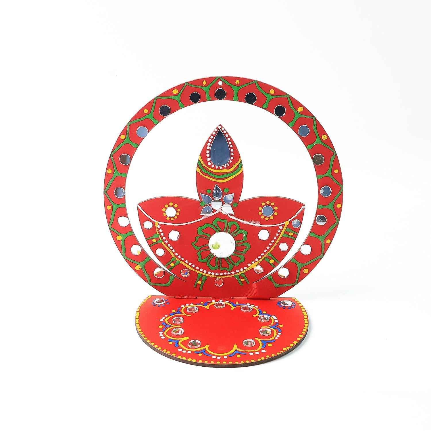 Wooden Decorative Diya Stand – Handcrafted Festive Tea Light Holder