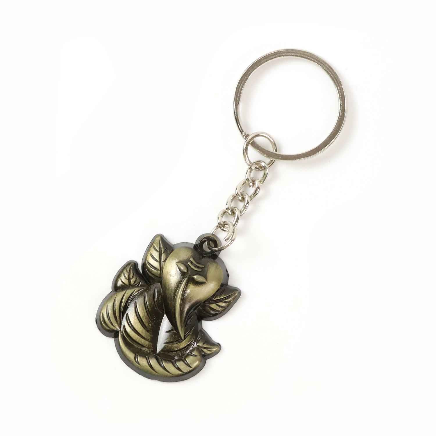 Ganesh Face Antique Black Metal Keychain – Durable Spiritual Charm