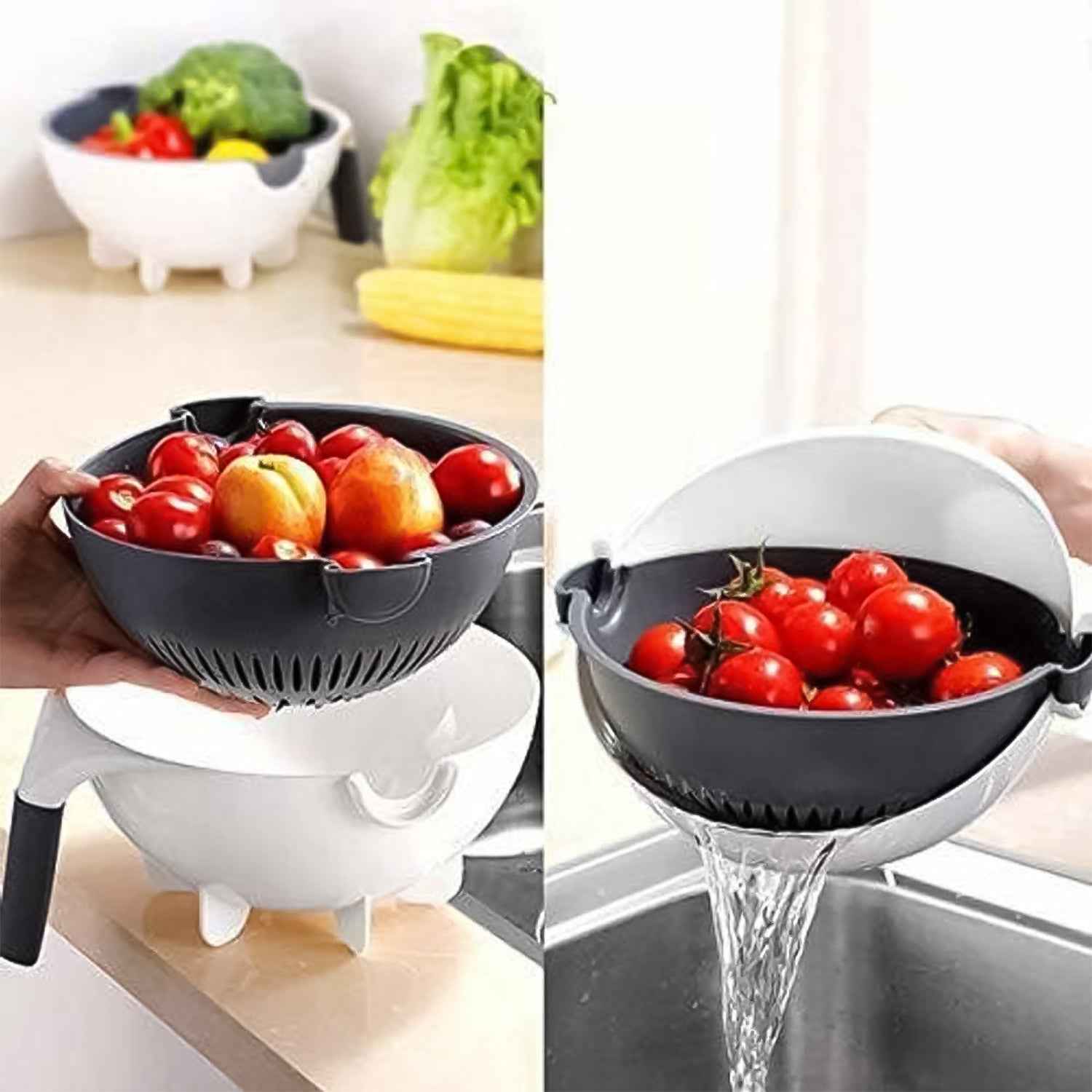 Vegetable Chopper 9-in-1 – Multifunctional Slicer with Drain Basket