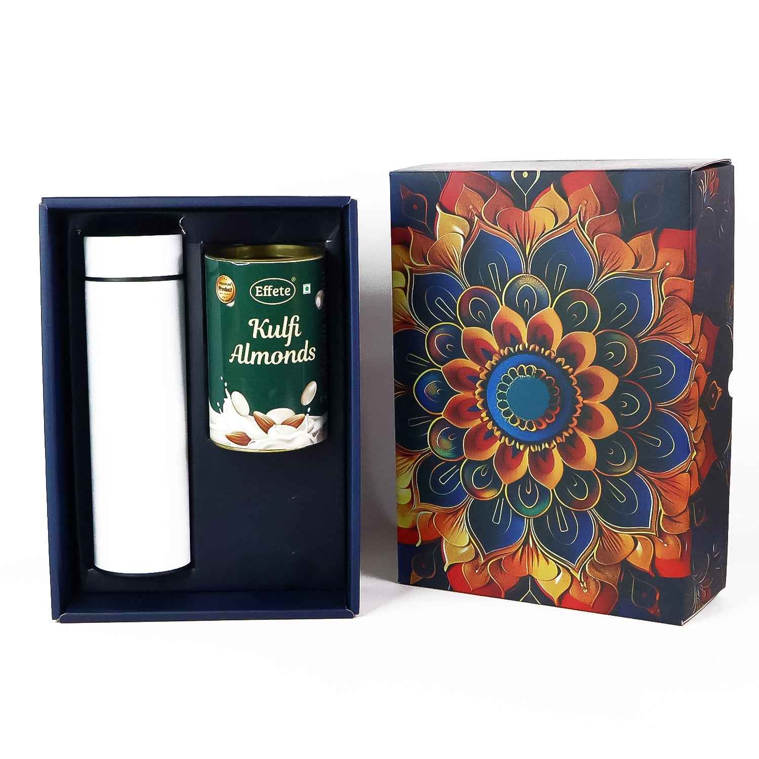 Kulfi Almonds Gift Hamper – Festive Combo with Stainless Steel Bottle
