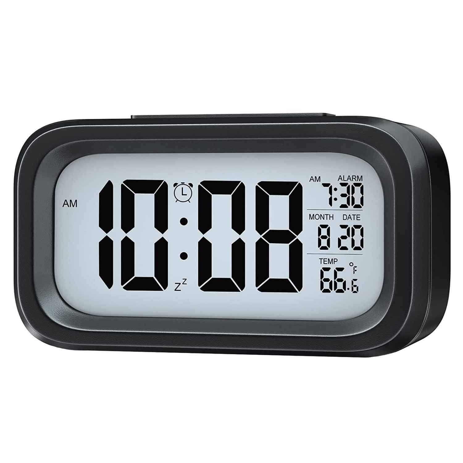Digital LCD Alarm Clock – Backlit Display with Time & Temperature