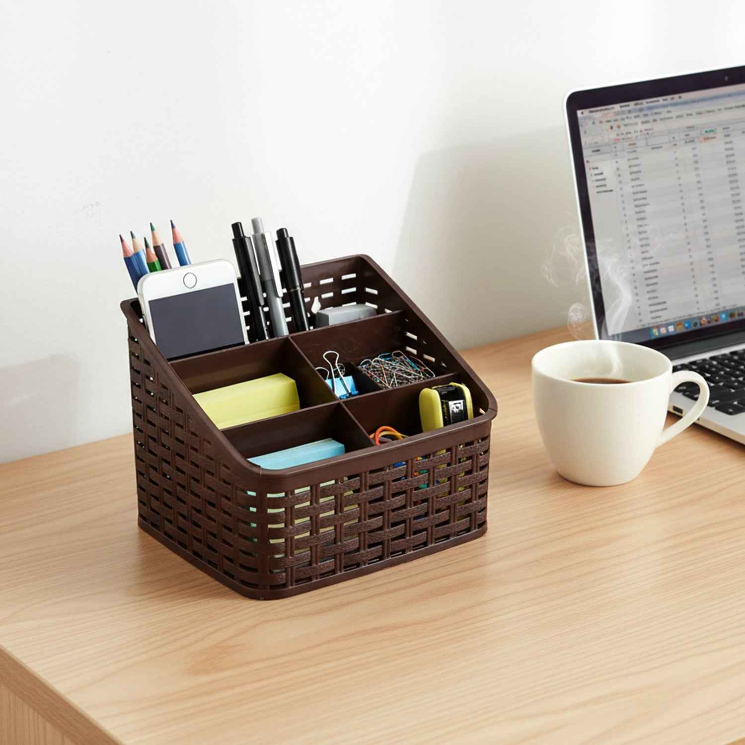 Desk Organizer Basket – 5 Compartment Multipurpose Storage
