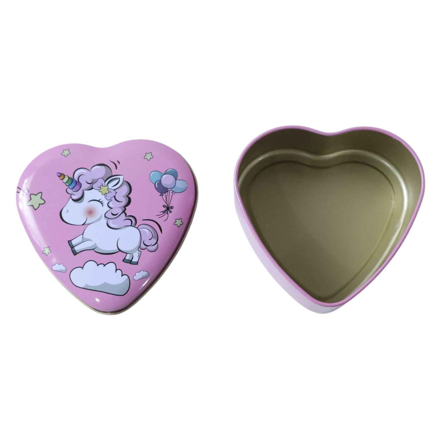 Heart Shaped Unicorn Storage Box – Durable Multipurpose Metal Tin