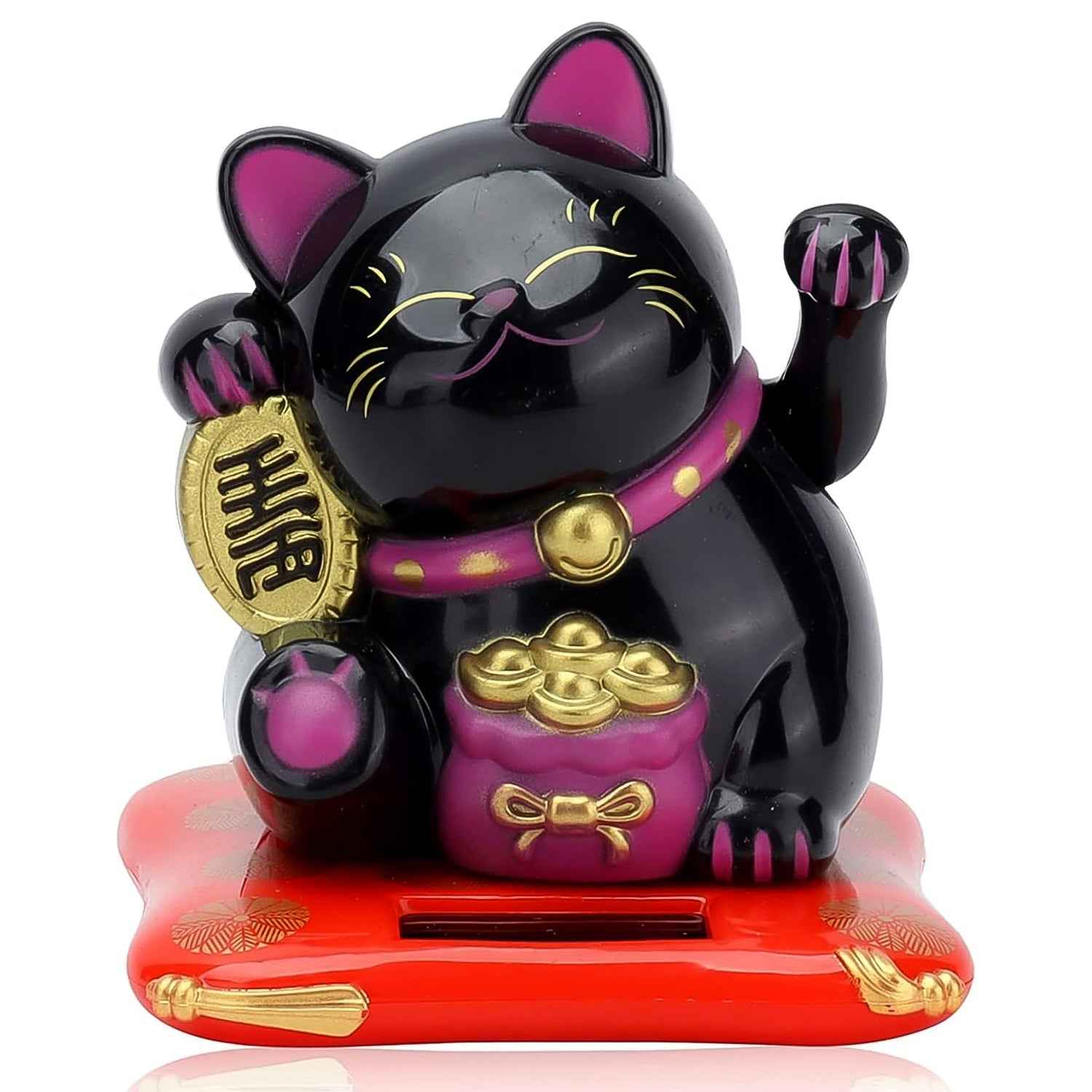 Waving Lucky Cat Statue – Solar Powered Wealth Decor | Styleva