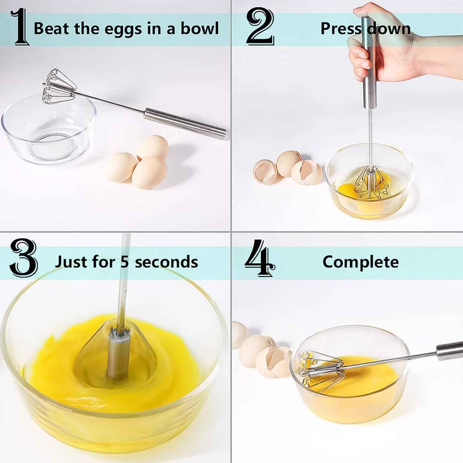 Hand Push Mixer – Stainless Steel Egg Whisk & Blender | Konvex