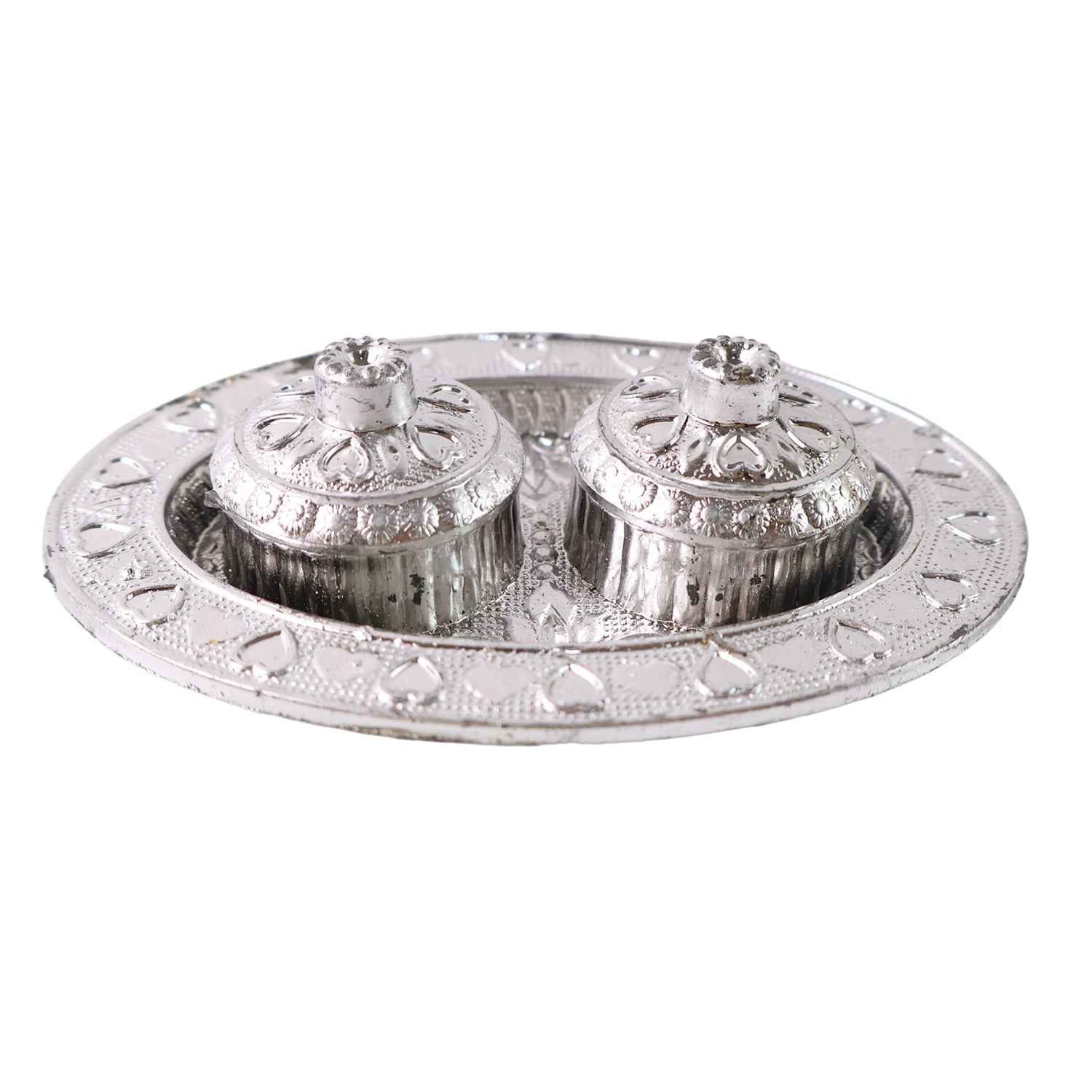 Oval Puja Thali with Kumkum Holders Ð Traditional & Durable Design