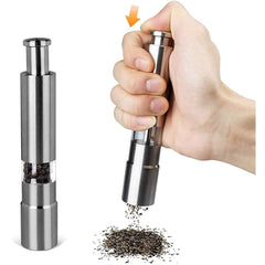 Thumb Press Grinder – Steel Salt & Pepper Mill | ProChef Gadgets