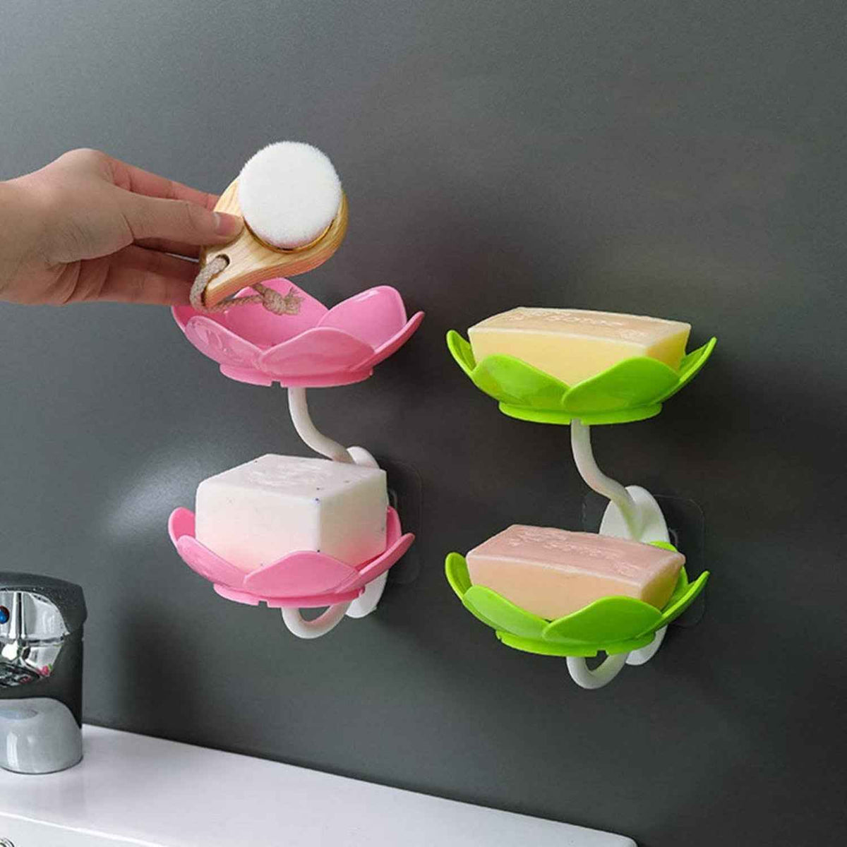 Self-Draining Soap Dish – Flower Design Bathroom Holder | VelvetBubbles