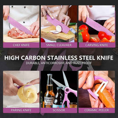 Chef Knife Set – 6 Pcs Stainless Steel Ceramic Coated | Quickslice