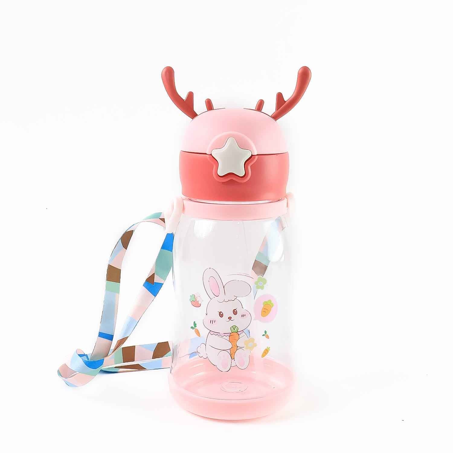 Kids Cartoon Water Bottle – Leakproof 450ml with Straw & Strap