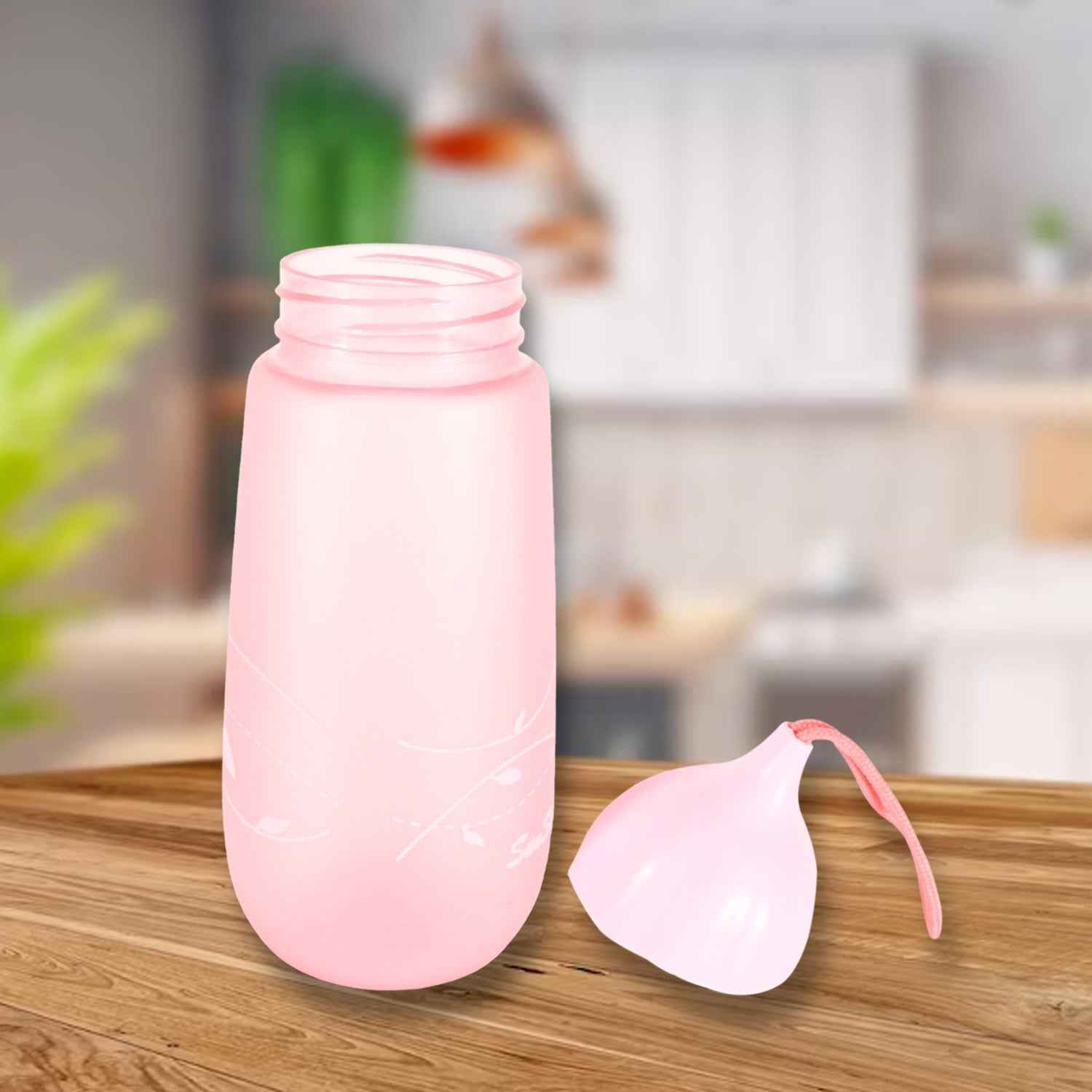 Side view of the wide body plastic water bottle, emphasizing its unique and ergonomic design.