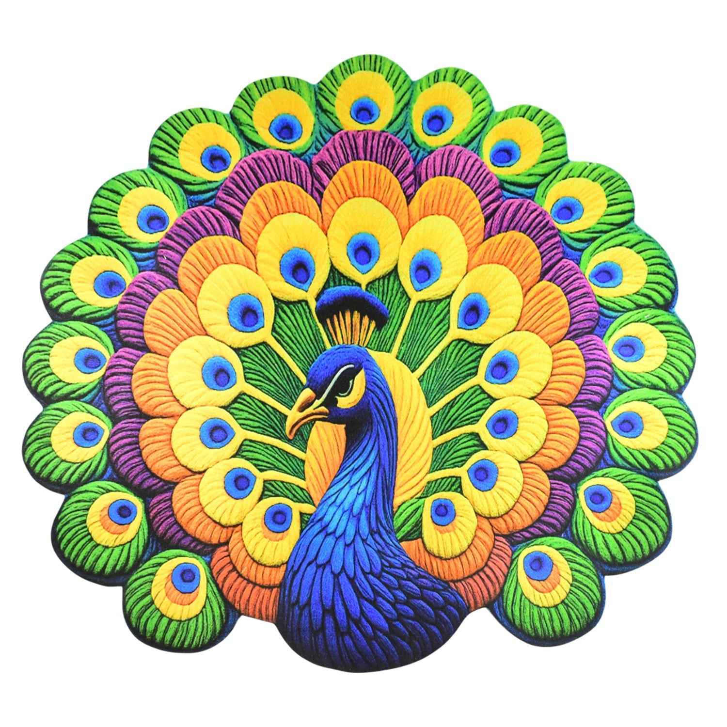 Peacock Design Anti-Slip Floor Mat – Soft Velvet Touch