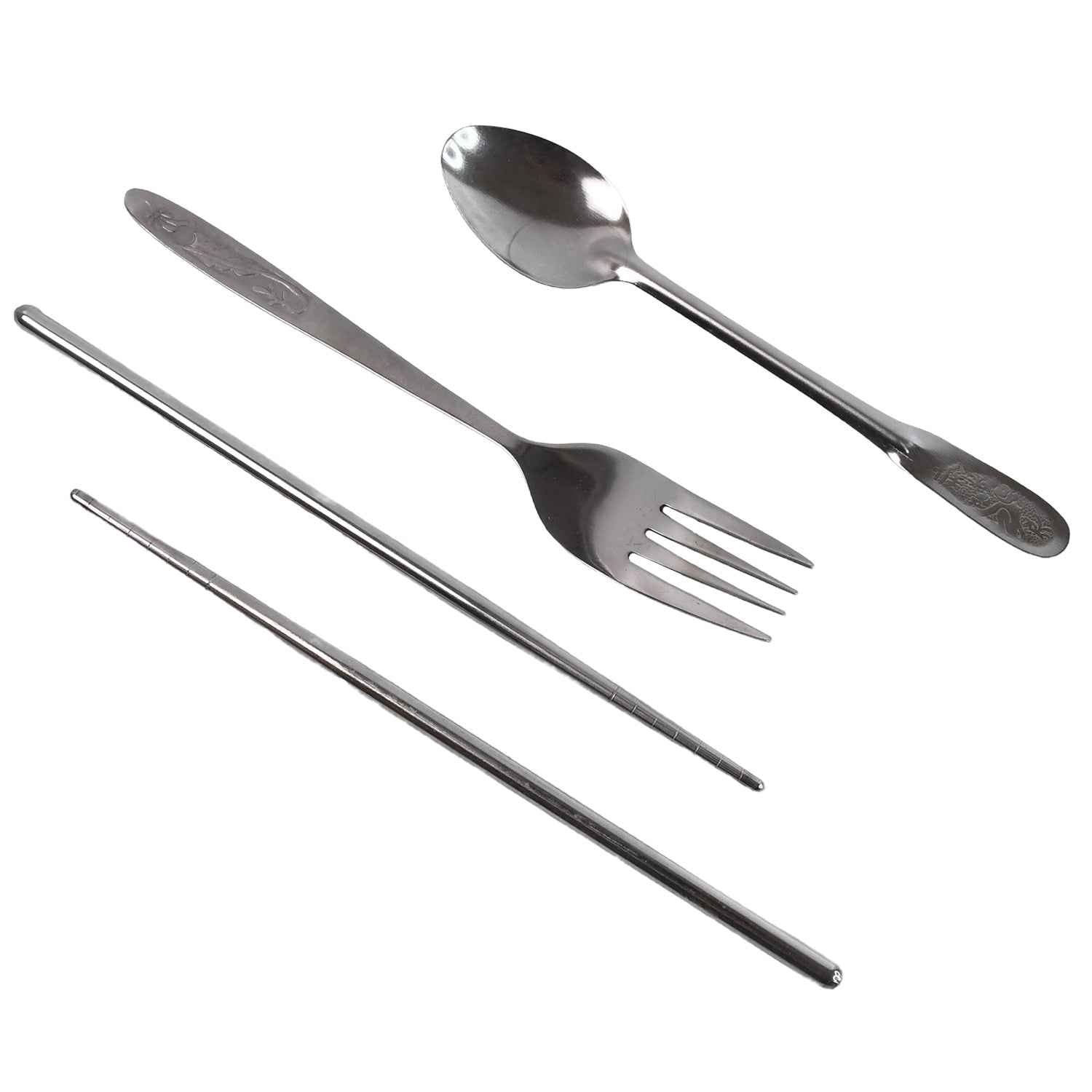 Portable Stainless Steel Cutlery Set – Durable 4-Pc Travel Utensils