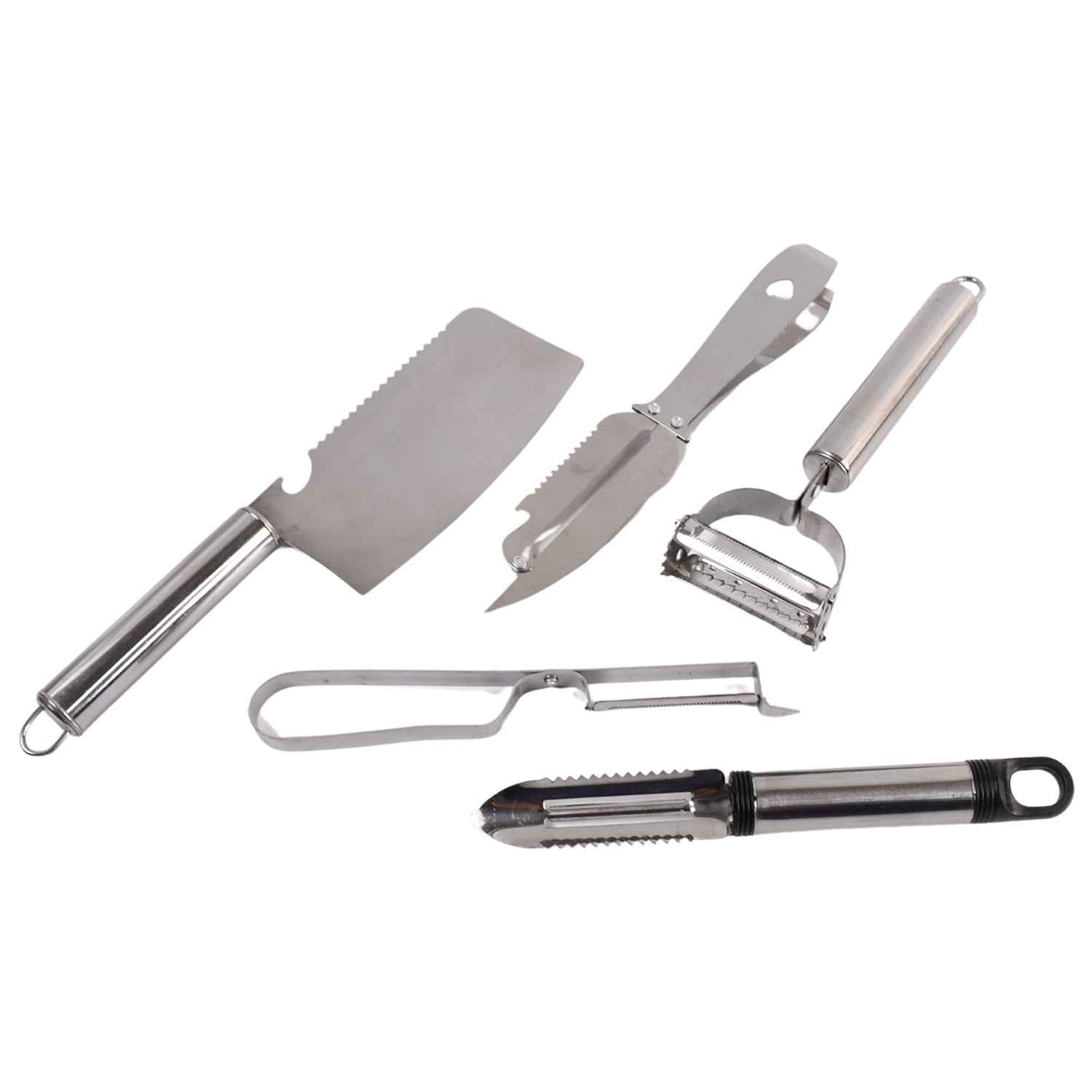 Stainless Steel Kitchen Gadget Set – 5-Pc Peeler, Grater & Slicer