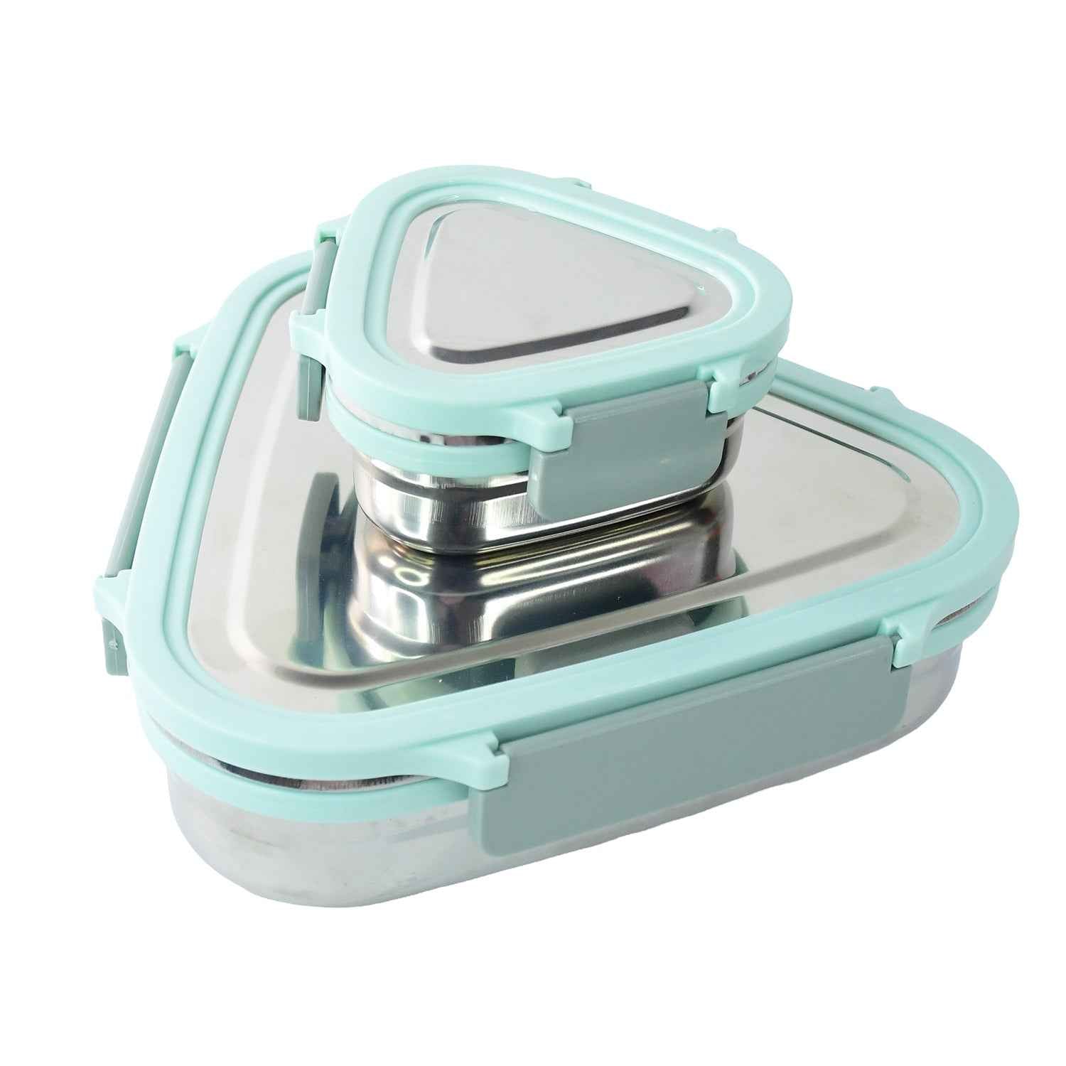 Triangle Stainless Steel Lunch Box Set – Compact Leakproof 2-Piece Tiffin