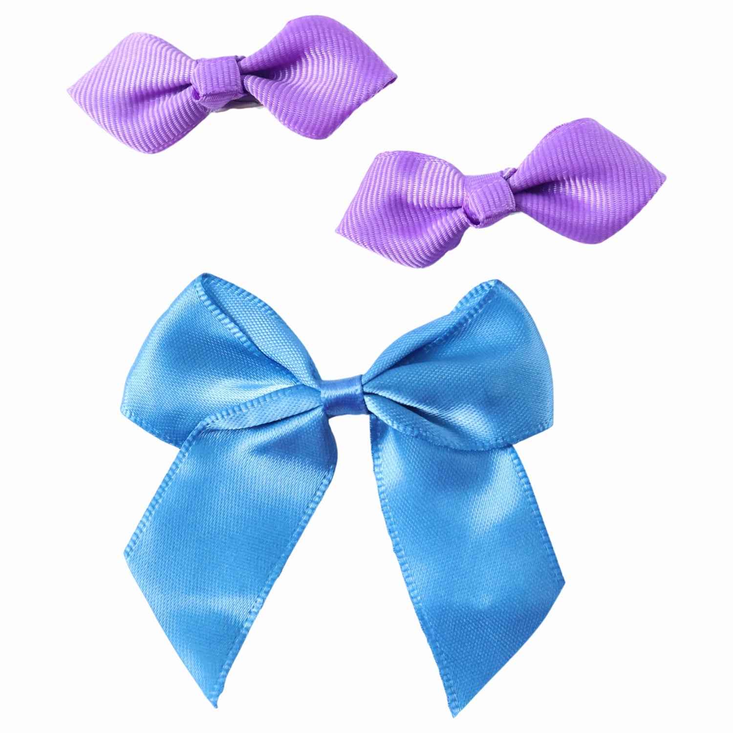 Satin Ribbon Bow Hair Clips – Elegant 3 Pc Girls' Set