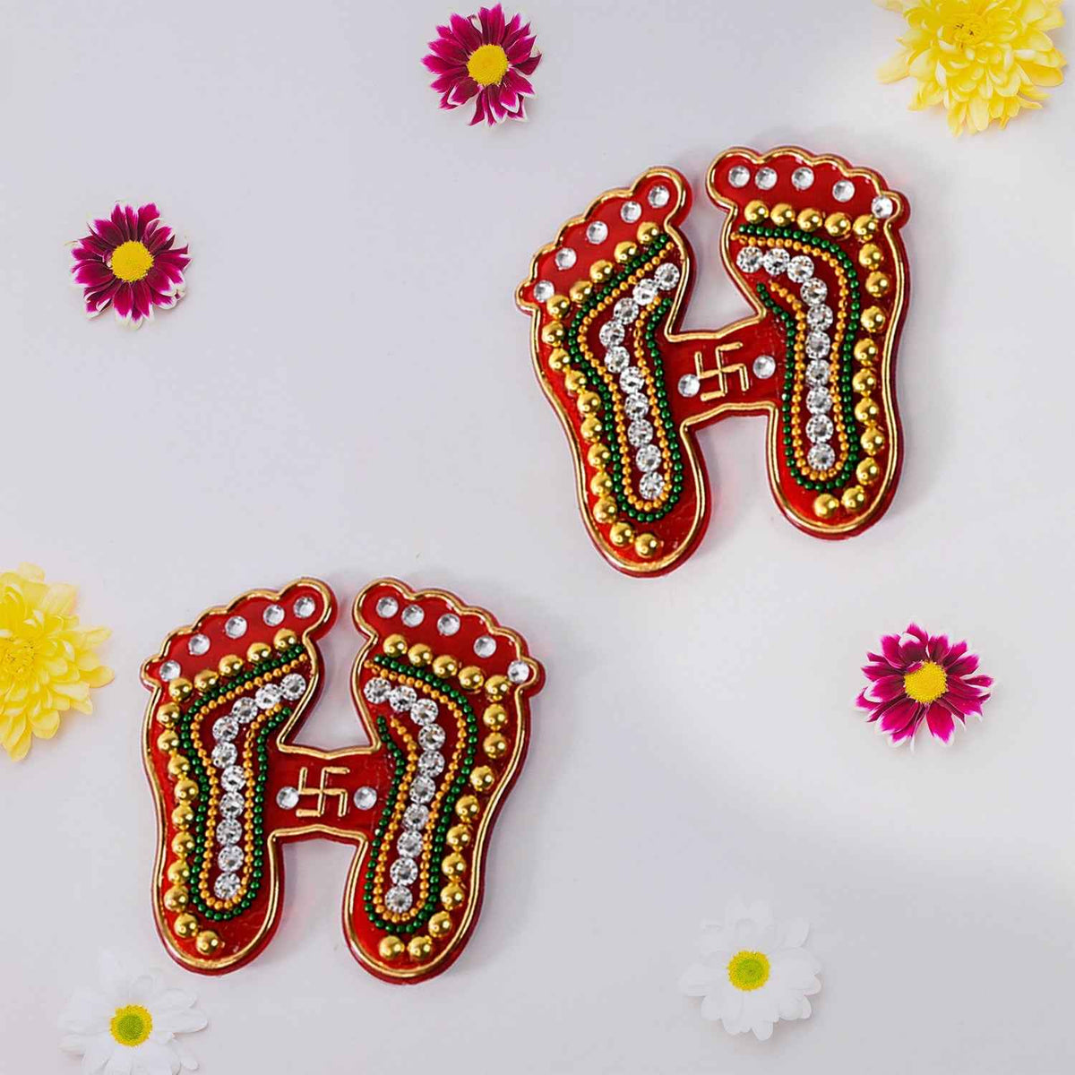 Laxmi Charan Paduka Stickers – Festive Spiritual Home Décor (Pack of 2)