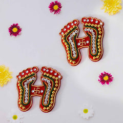 Laxmi Charan Paduka Stickers – Festive Spiritual Home Décor (Pack of 2)