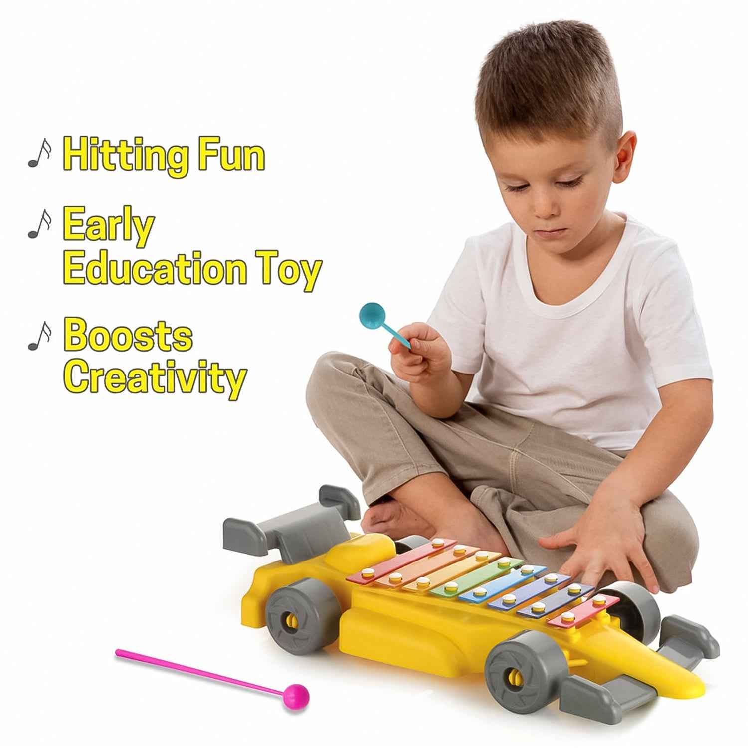 Kids Musical Car Xylophone – 8-Key Plastic Instrument | Aditi