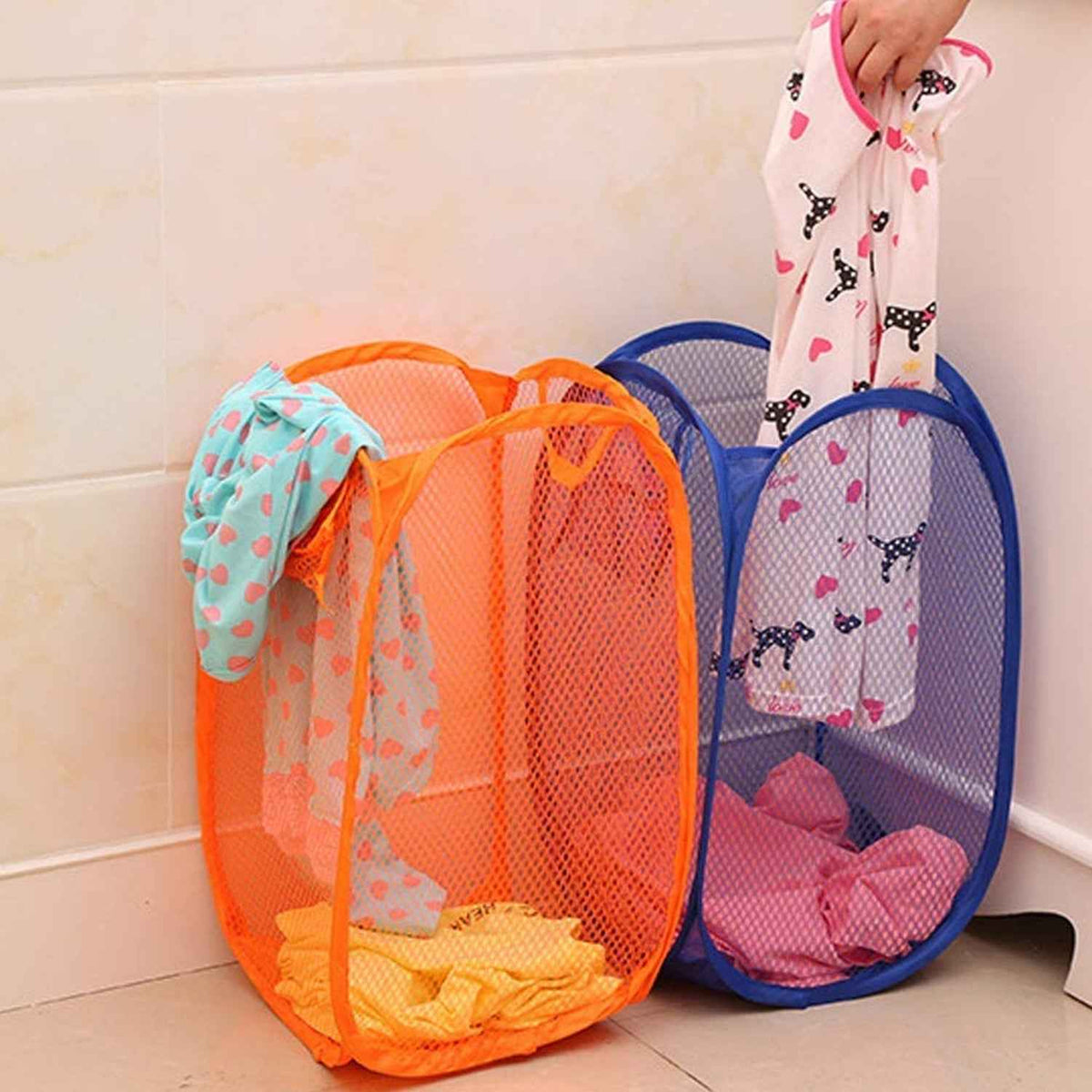 Foldable Laundry Basket – Space-Saving Mesh Hamper | Organivo