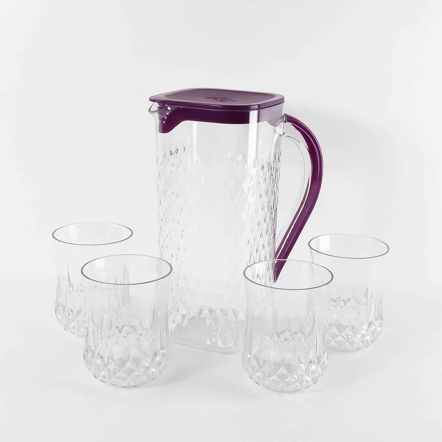 Plastic Jug with Glasses Combo – 5-Piece BPA-Free Serving Set