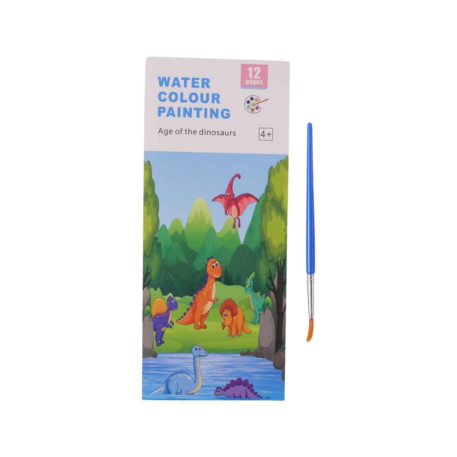 Kids Watercolour Painting Book Ð Dinosaur Theme & Brushes for Creativity