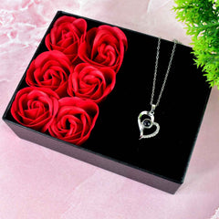 Eternal Rose Gift Box – Handmade with I Love You Necklace