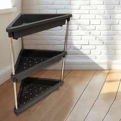 Plastic Corner Storage Rack – 3-Layer Space-Saving Shelf