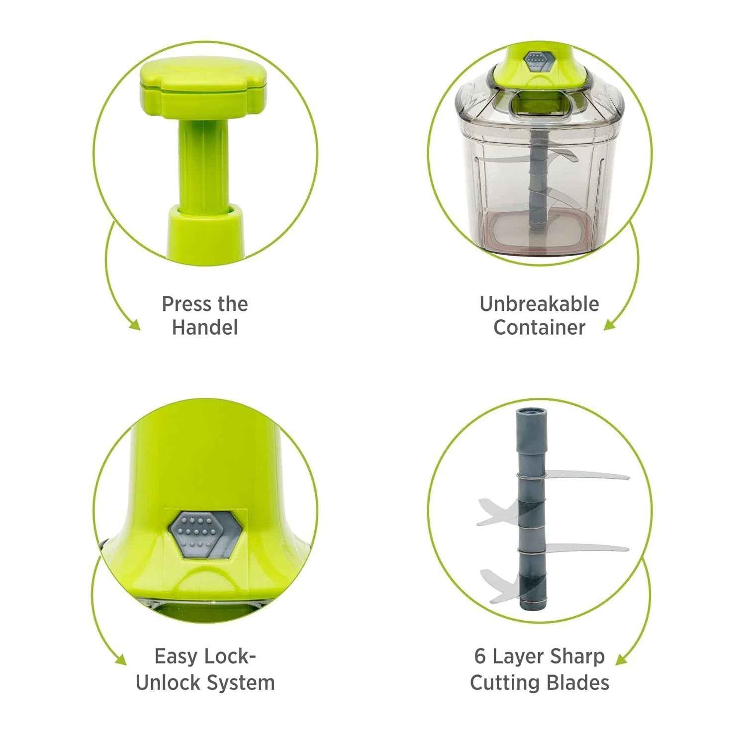 Manual Vegetable Chopper – 1100ML 2-in-1 Push Cutter | CookAura