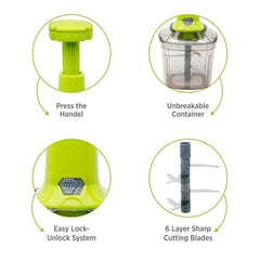 Manual Vegetable Chopper – 1100ML 2-in-1 Push Cutter | CookAura