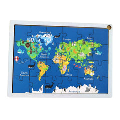 Wooden World Map Puzzle – Educational Geography Toy for Kids