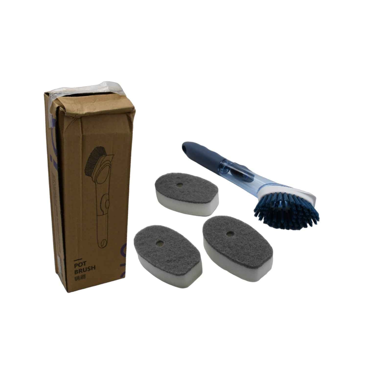 Soap Dispensing Dish Brush – 1 Handle & 3 Refills | VelvetBubbles