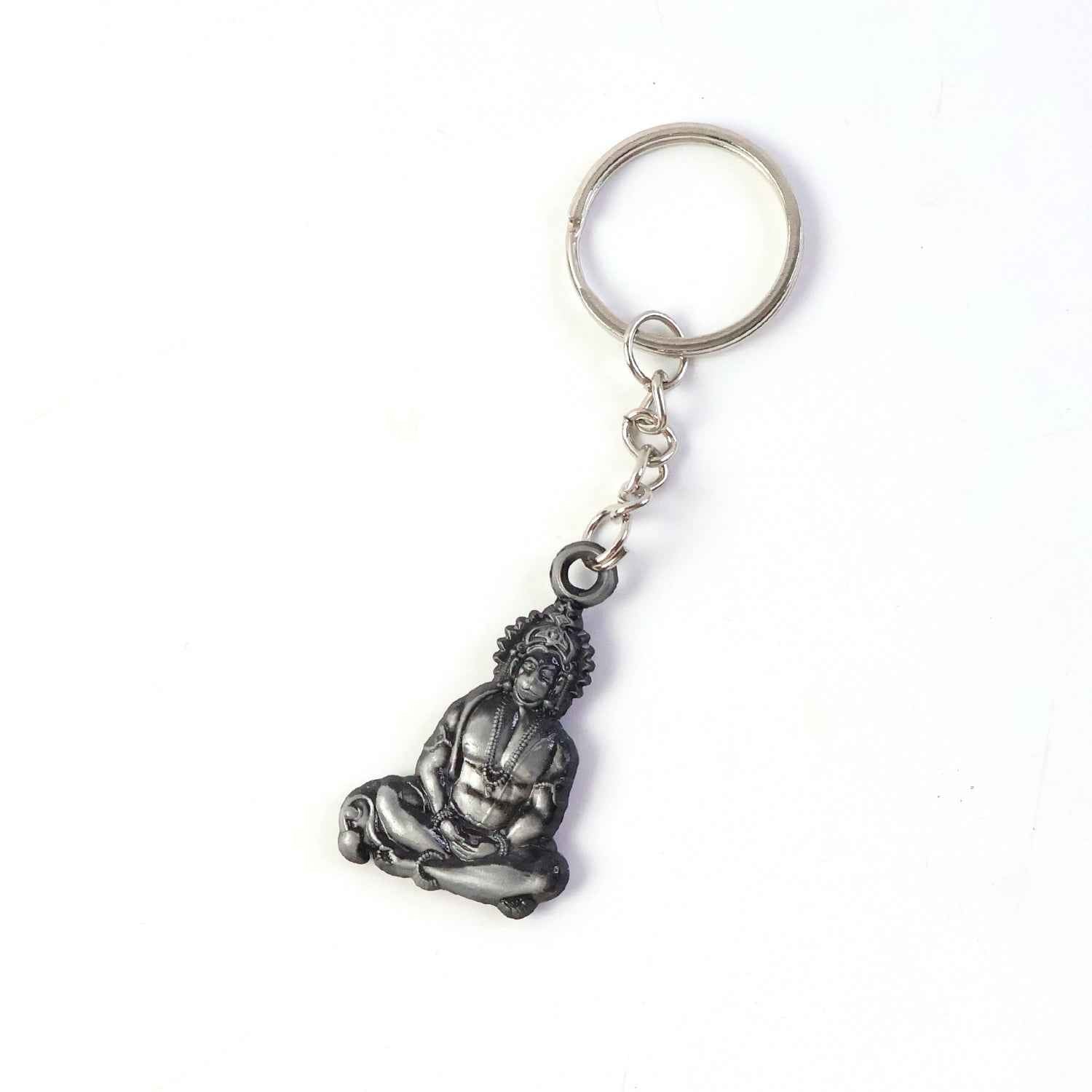 Hanuman Ji Sitting Pose Metal Keychain – Durable Spiritual Key Ring